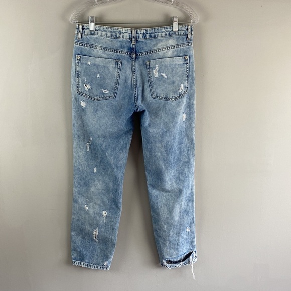 Zara Straight Leg Destroyed Jeans Size 6 - Picture 2 of 15